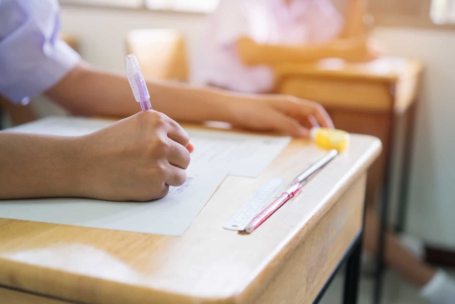 Writing at a desk