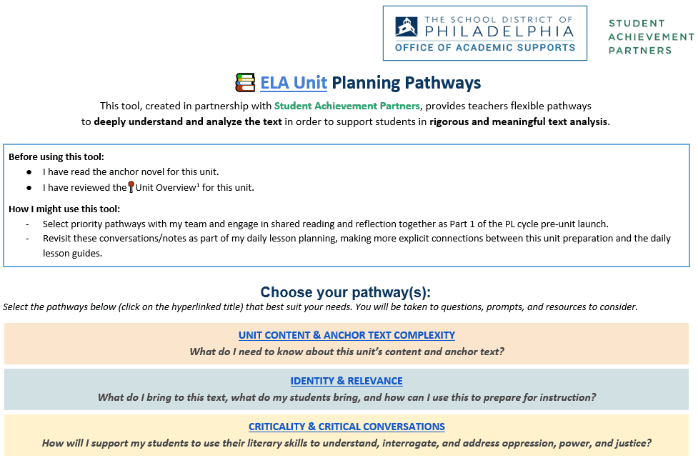 Ela planning pathways