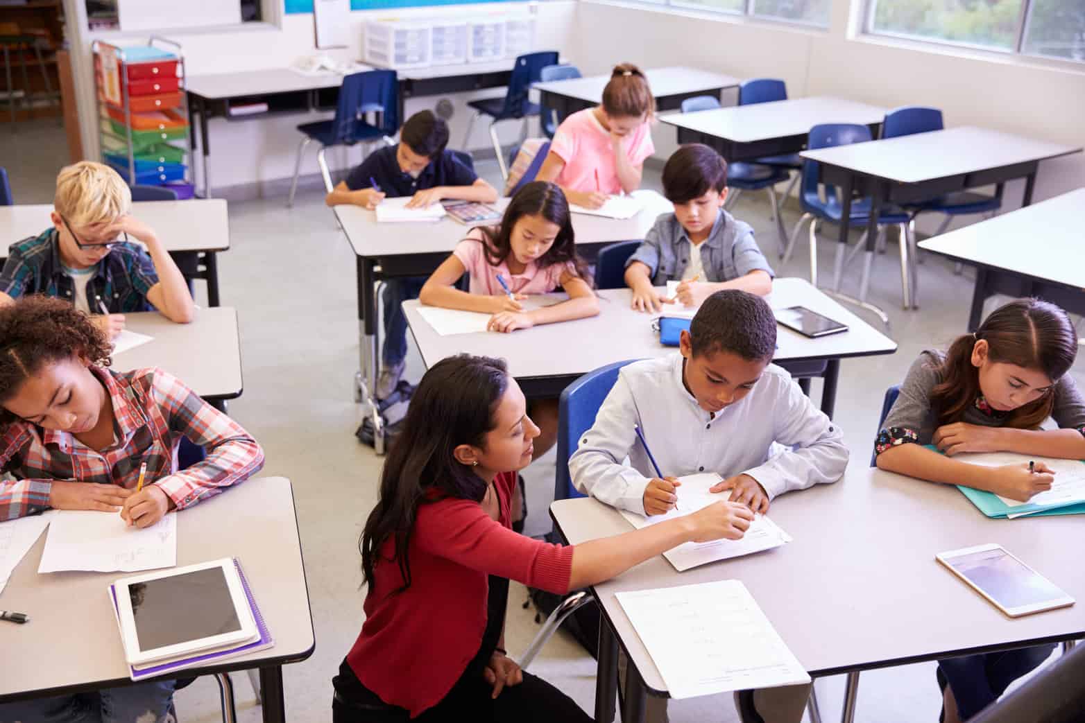 Elevated view of classroom