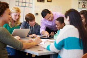 Framework students with teacher