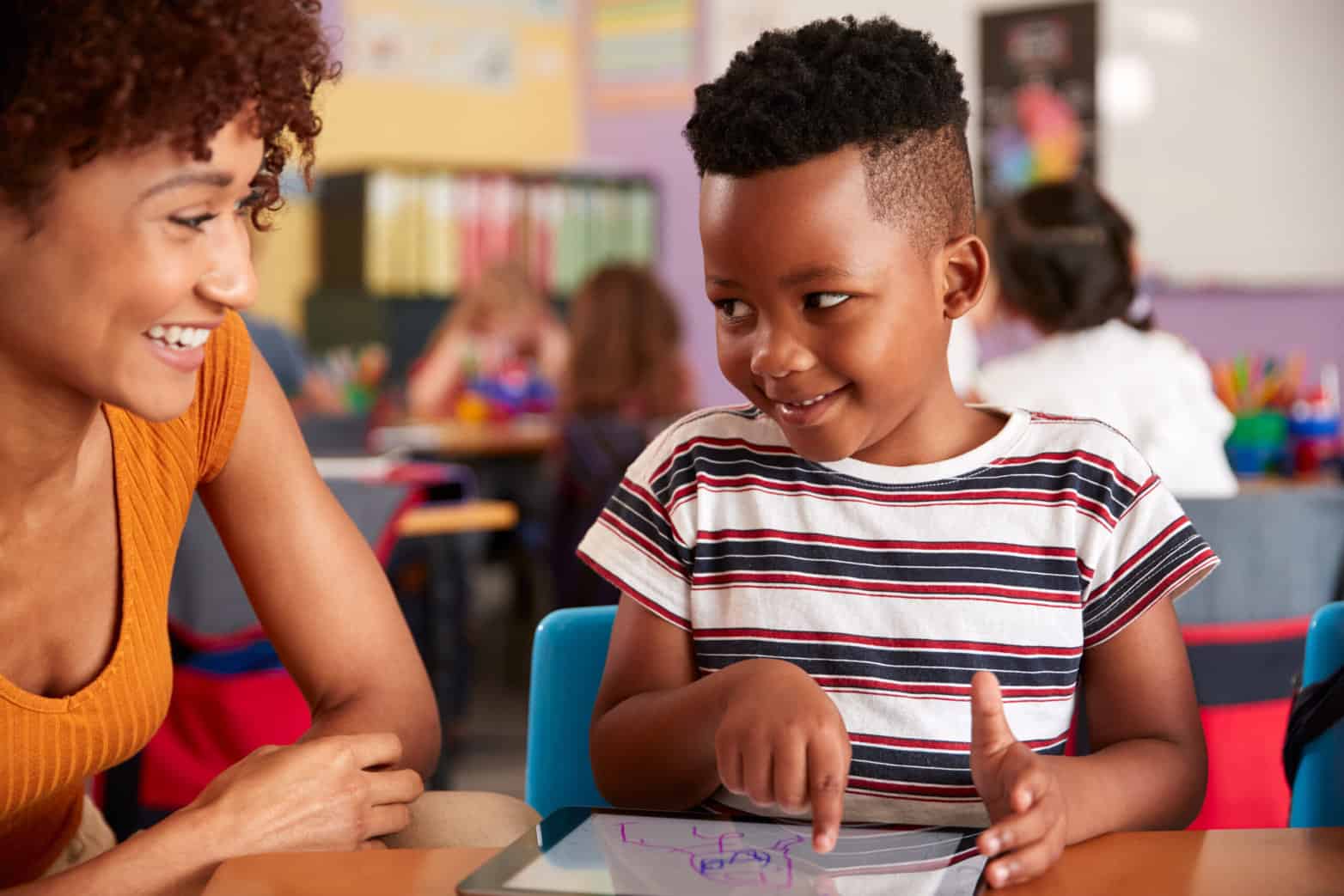 Joyful teacher student