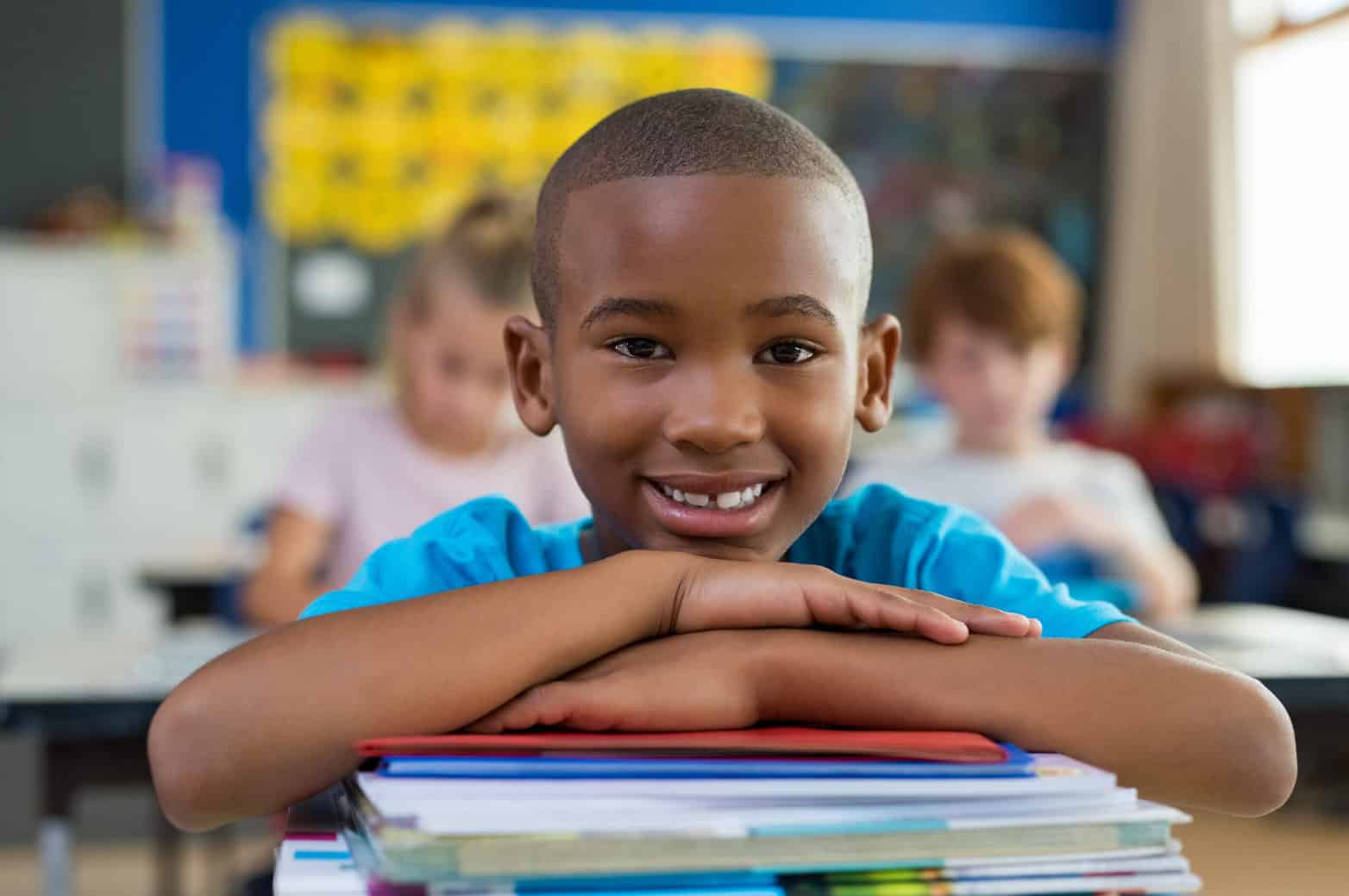 Smiling student in classroom