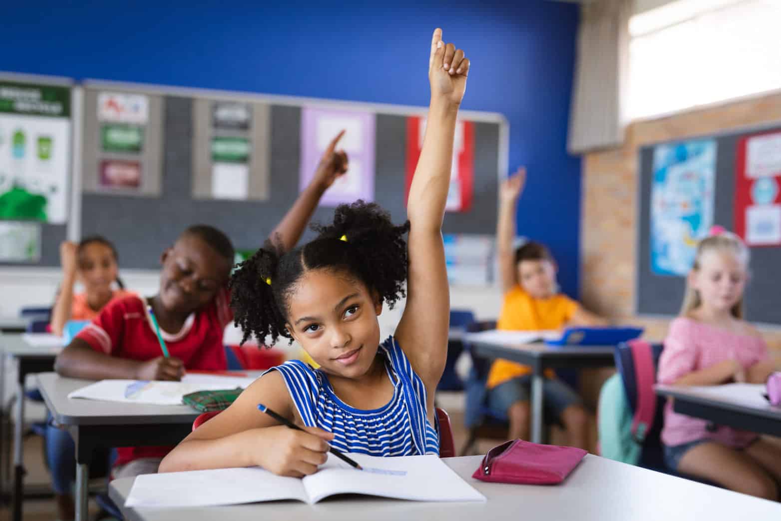 Student raising hand