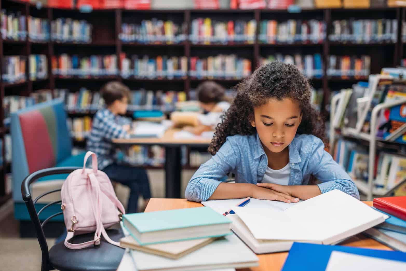 Student reading a book