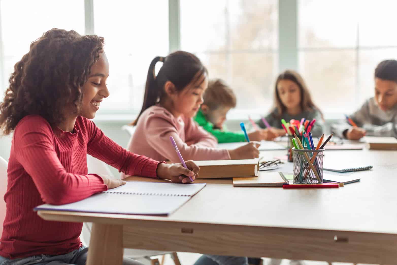 Students writing