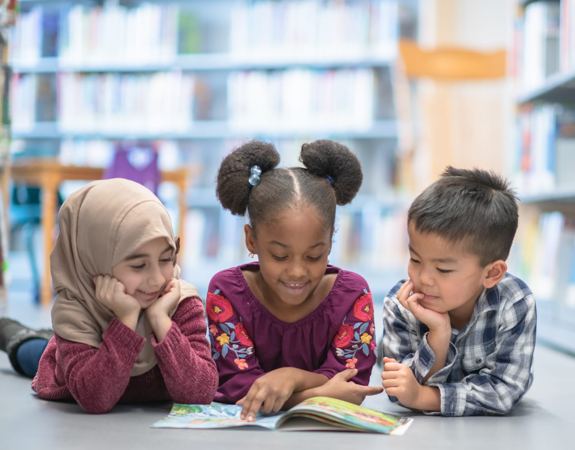 Students reading on floor